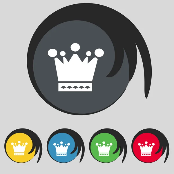 Kruunun ikoni merkki. Symboli viisi värillistä nappia. Vektori — vektorikuva