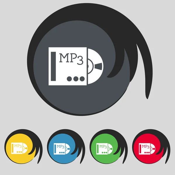 Mp3 player icon sign. Symbol on five colored buttons. Vector — Stock Vector