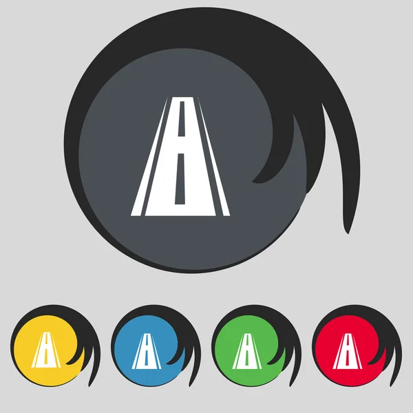 アイコンの道路標識。5 つの色ボタンのシンボルです。ベクトル — ストックベクタ