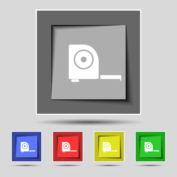 Signo de icono de construcción de ruleta en los cinco botones de color originales. Vector — Vector de stock