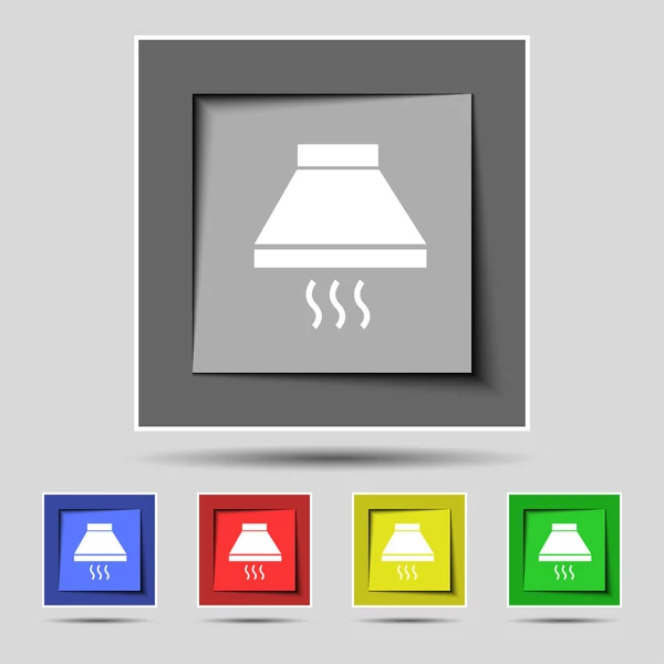 Kitchen hood icon sign on the original five colored buttons. Vector — Διανυσματικό Αρχείο