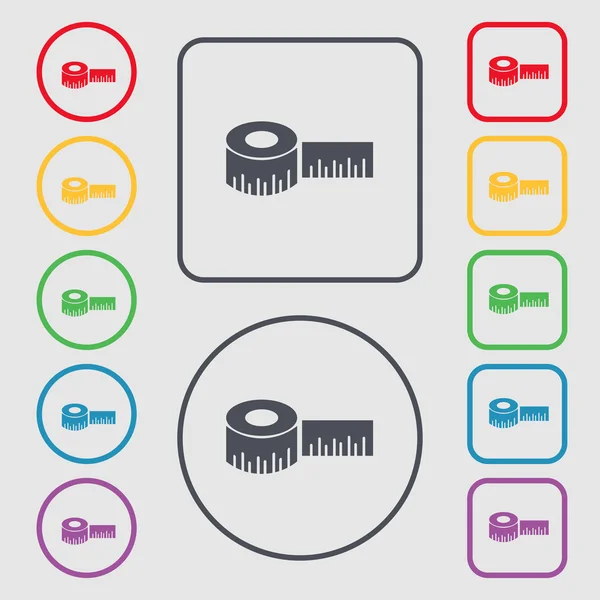 Signo de icono de construcción de ruleta. símbolo en los botones Redondo y cuadrado con marco. Vector — Vector de stock