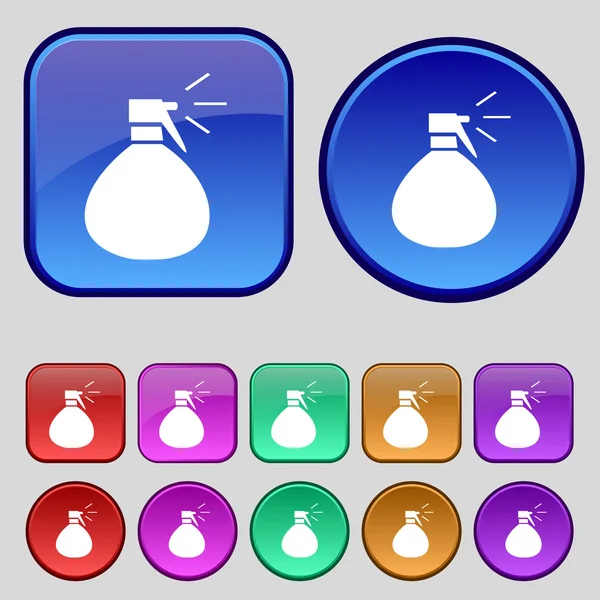 Plastic spray of water icon sign. A set of twelve vintage buttons for your design. Vector — 图库矢量图片