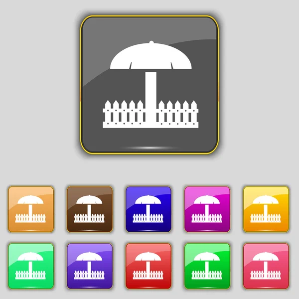 Panneau icône du bac à sable. Set avec onze boutons colorés pour votre site. Vecteur — Image vectorielle