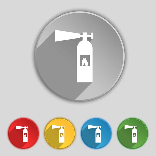 Fire extinguisher icon sign. Symbol on five flat buttons. Vector — ストックベクタ