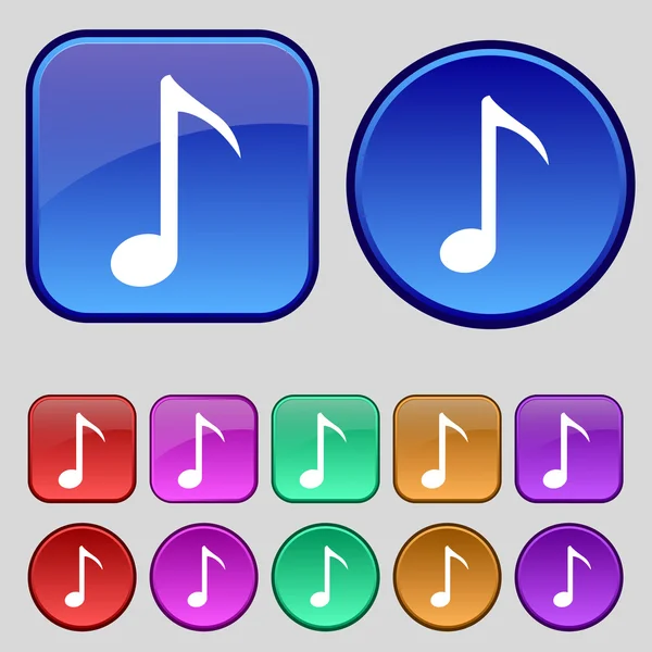 Music note icon sign. A set of twelve vintage buttons for your design. Vector — 图库矢量图片