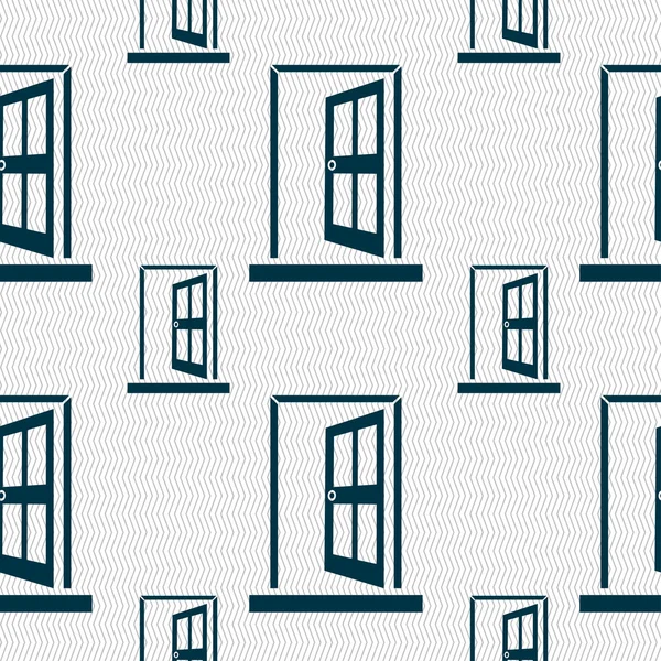 Door, Enter or exit icon sign. Seamless pattern with geometric texture. Vector — ストックベクタ