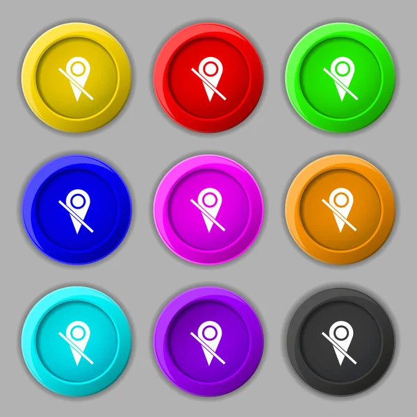 Map pointer icon sign. symbol on nine round colourful buttons. Vector — Stock Vector