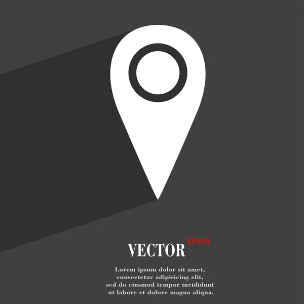 Símbolo de ícone de ponteiro de mapa Design web moderno plano com sombra longa e espaço para o seu texto. Vetor — Vetor de Stock