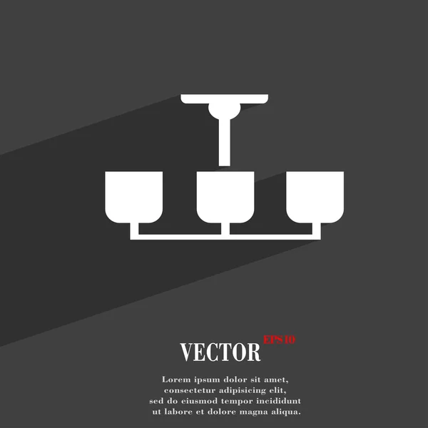 Chandelier Light Lamp icon symbol Flat modern web design with long shadow and space for your text. Vector — Stok Vektör
