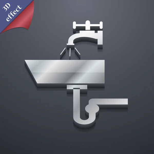 Icono del lavabo símbolo. Estilo 3D. Diseño moderno y moderno con espacio para su Vector de texto — Vector de stock