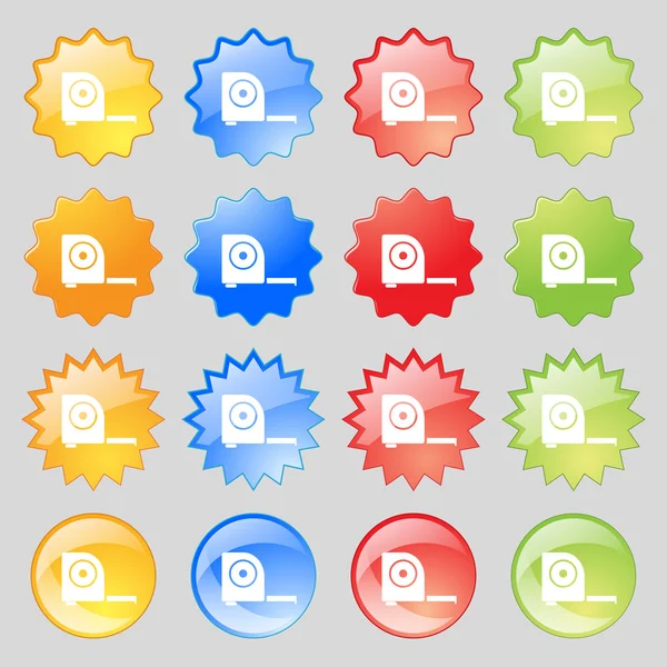 Roulette construction icon sign. Big set of 16 colorful modern buttons for your design. Vector — Wektor stockowy