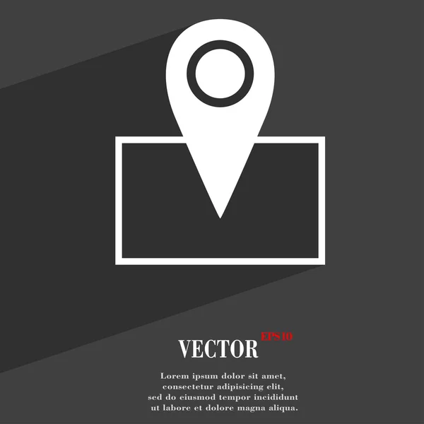 Map pointer icon symbol Flat modern web design with long shadow and space for your text. Vector — Stock Vector