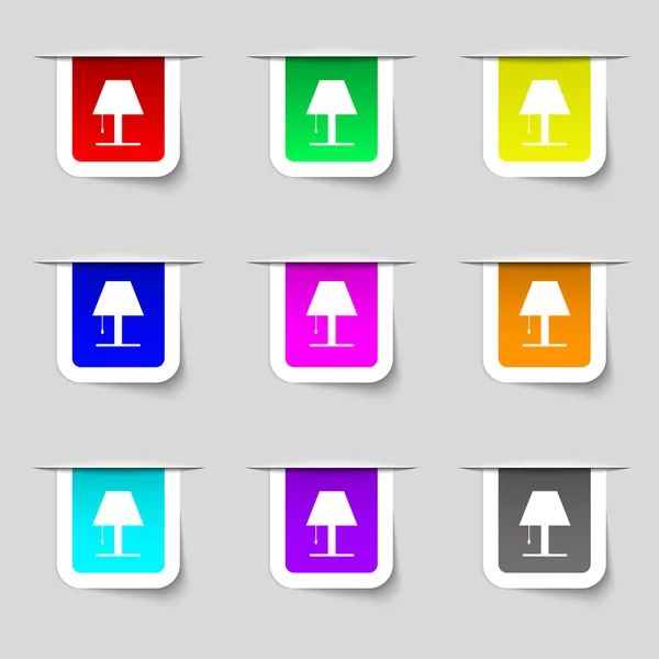 Lamp icon sign. Set of multicolored modern labels for your design. Vector — Stockový vektor