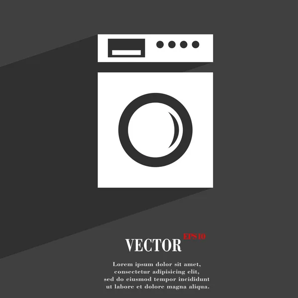 Washing machine icon symbol Flat modern web design with long shadow and space for your text. Vector — Stock Vector