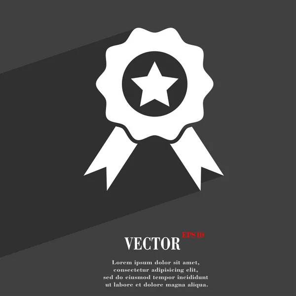 Palkinto, Medal of Honor symboli Flat moderni web design pitkä varjo ja tilaa tekstin. Vektori — vektorikuva