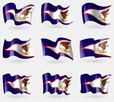 Amerikan Samoası bayraklar havada kümesi. Vektör