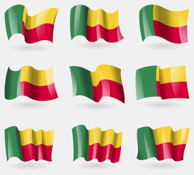 Benin bayraklar havada kümesi. Vektör