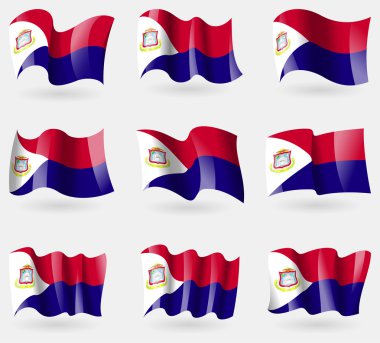 Saint Martin bayraklar havada kümesi. Vektör