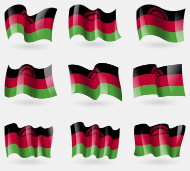 Malavi bayraklar havada kümesi. Vektör