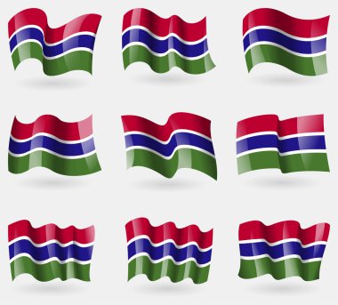 Gambiya bayraklar havada kümesi. Vektör