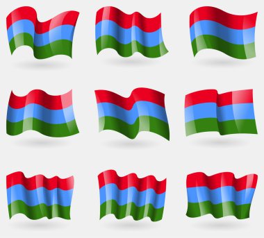 Karelya bayraklar havada kümesi. Vektör