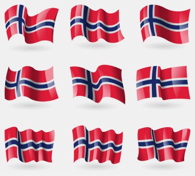 Norveç bayrağı havada kümesi. Vektör