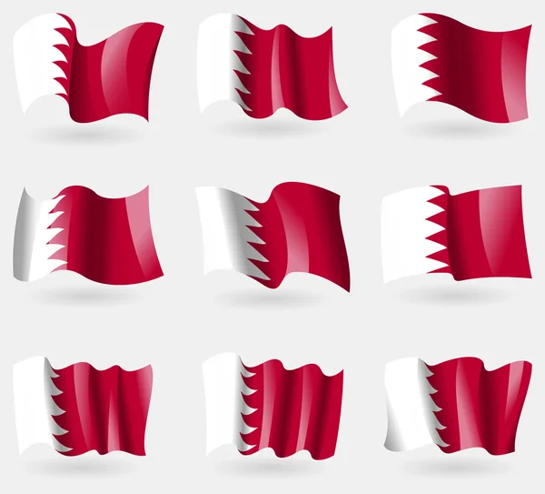 Uppsättning av Bahrain flaggor i luften. Vektor — Stock vektor