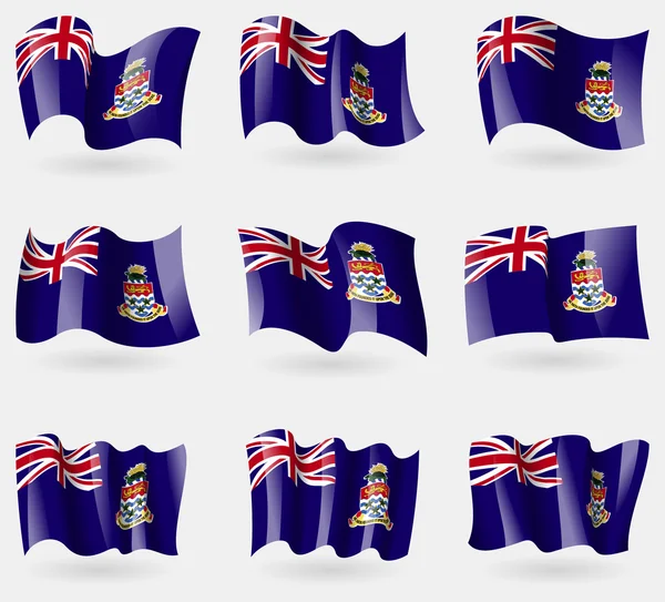 Набор флагов Каймановых островов в воздухе. Вектор — стоковый вектор