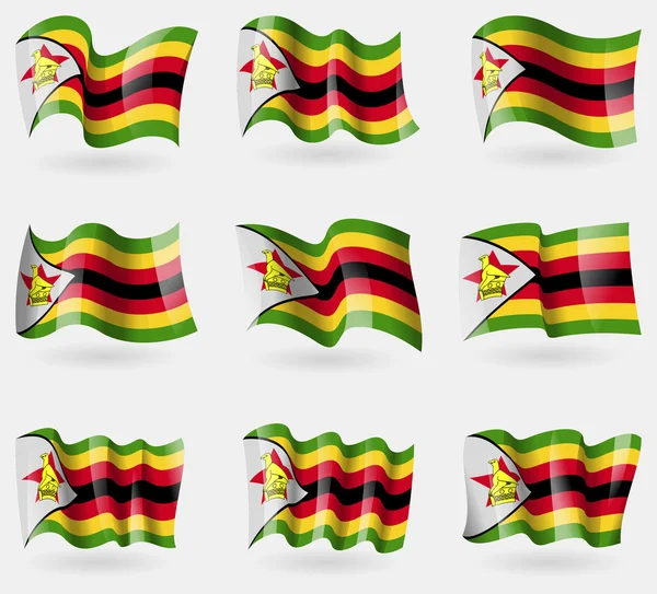 Sada příznaků Zimbabwe ve vzduchu. Vektor — Stockový vektor