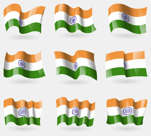 Σύνολο σημαιών Ινδία στον αέρα. Διάνυσμα — Διανυσματικό Αρχείο
