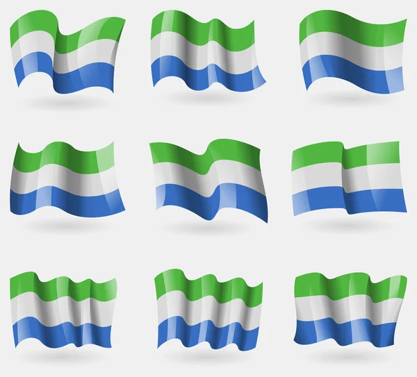 Zestaw flag Sierra leone w powietrzu. Wektor — Wektor stockowy