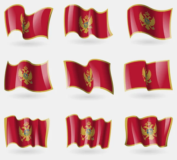 Montenegro-Flaggen in der Luft. Vektor — Stockvektor