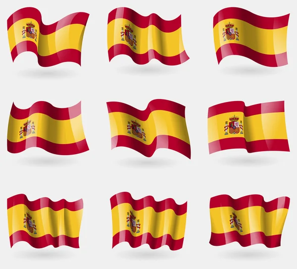 Set de banderas de España en el aire. Vector Vector de stock