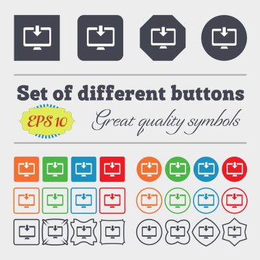 Download, Load, Backup  icon sign Big set of colorful, diverse, high-quality buttons. Vector