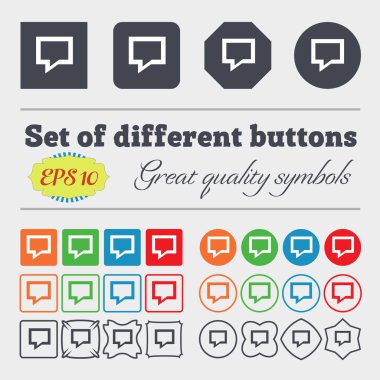 Speech bubble, Think cloud  icon sign Big set of colorful, diverse, high-quality buttons. Vector