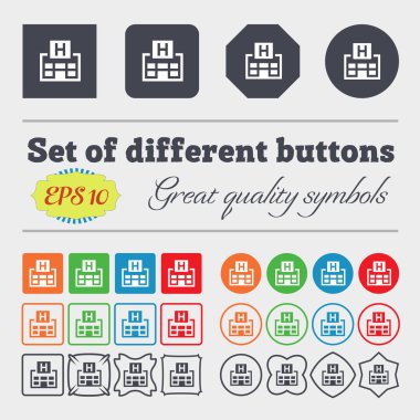 Hotkey  icon sign Big set of colorful, diverse, high-quality buttons. Vector clipart