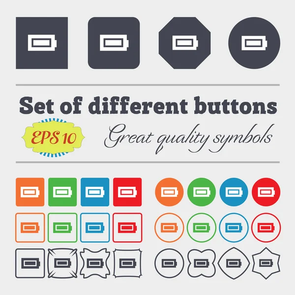 Battery fully charged  icon sign Big set of colorful, diverse, high-quality buttons. Vector — Stock Vector