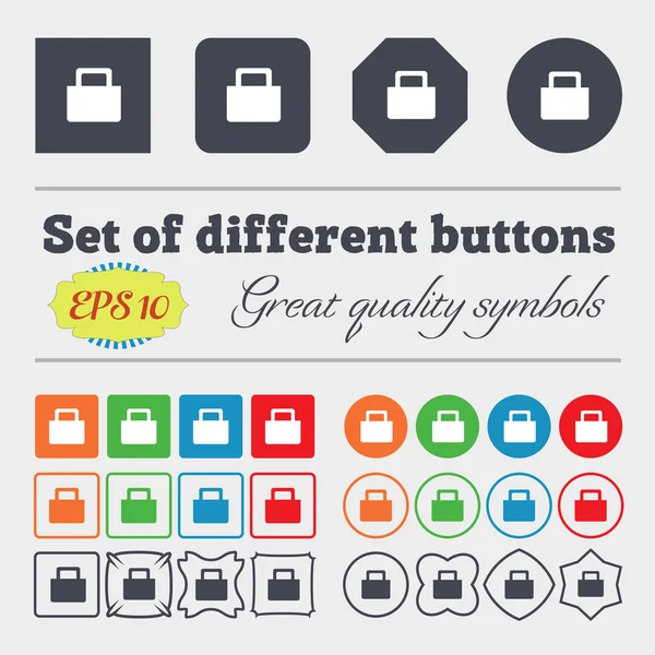 Vendita borsa icona segno Big set di colorati, diversi, pulsanti di alta qualità. Vettore — Vettoriale Stock