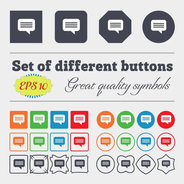 Speech bubble, Chat think  icon sign Big set of colorful, diverse, high-quality buttons. Vector — Stock Vector