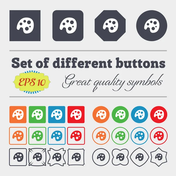 Palette  icon sign Big set of colorful, diverse, high-quality buttons. Vector — Stock Vector