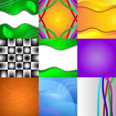 Dokuz farklı ve renkli arka kümesi