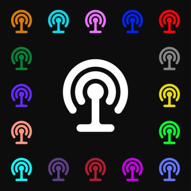 WiFi simgesini işaret. Bir sürü tasarımınız için renkli semboller. Vektör