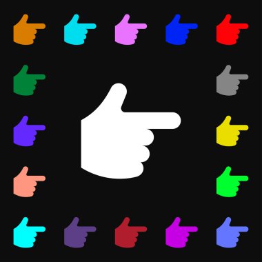 simgesini işaret işaret. Bir sürü tasarımınız için renkli semboller. Vektör