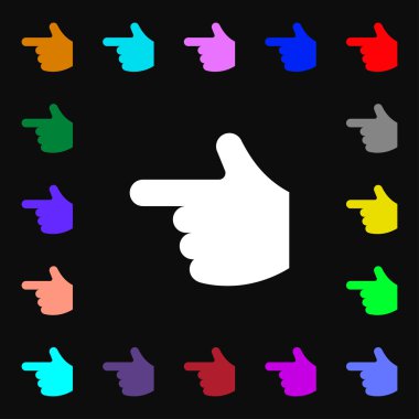 simgesini işaret işaret. Bir sürü tasarımınız için renkli semboller. Vektör