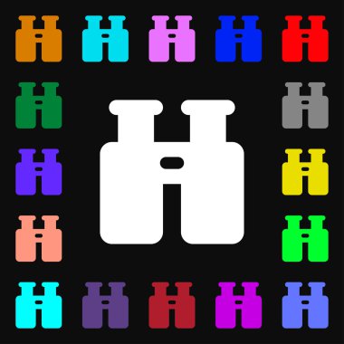 Binocular, Search, Find information icon sign. Lots of colorful symbols for your design. Vector