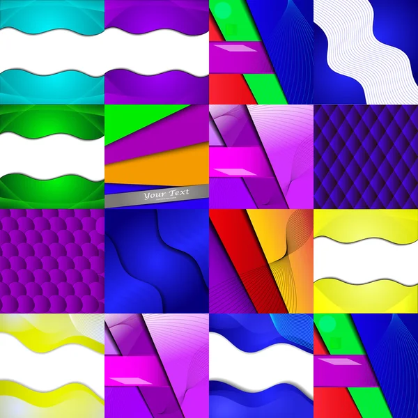 Set of sixteen different and colorful abstract backgrounds — Stock Vector