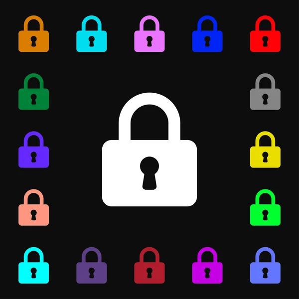 Pad Lock signo de icono. Muchos símbolos de colores para su diseño. Vector — Vector de stock