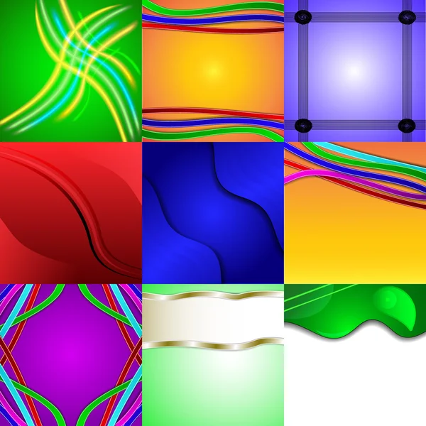 组的九个不同和多彩抽象背景 — 图库矢量图片