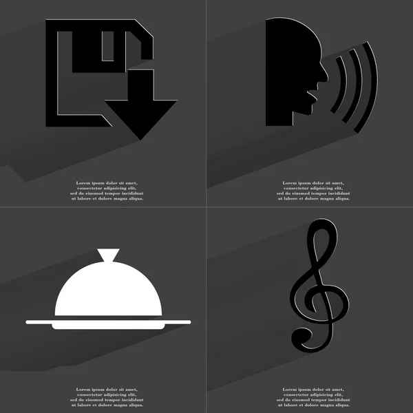 Floppy disk download icoon, Talk, lade, Clef. Symbolen met lange schaduw. Platte ontwerp — Stockfoto